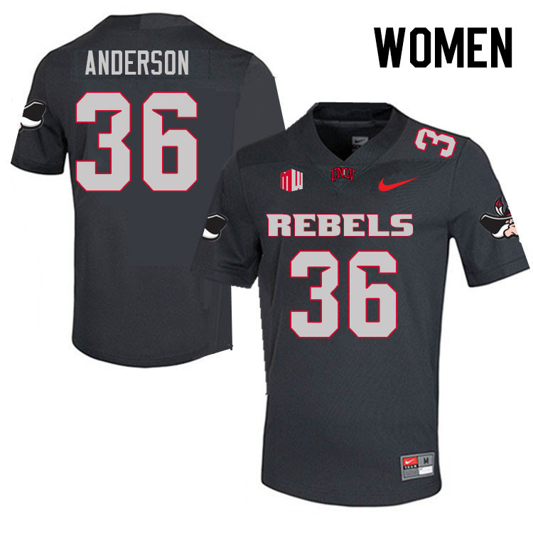 Women #36 Thomas Anderson UNLV Rebels College Football Jerseys Stitched Sale-Charcoal